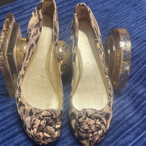 Coach Leopard Print Flats with Rosette Detail